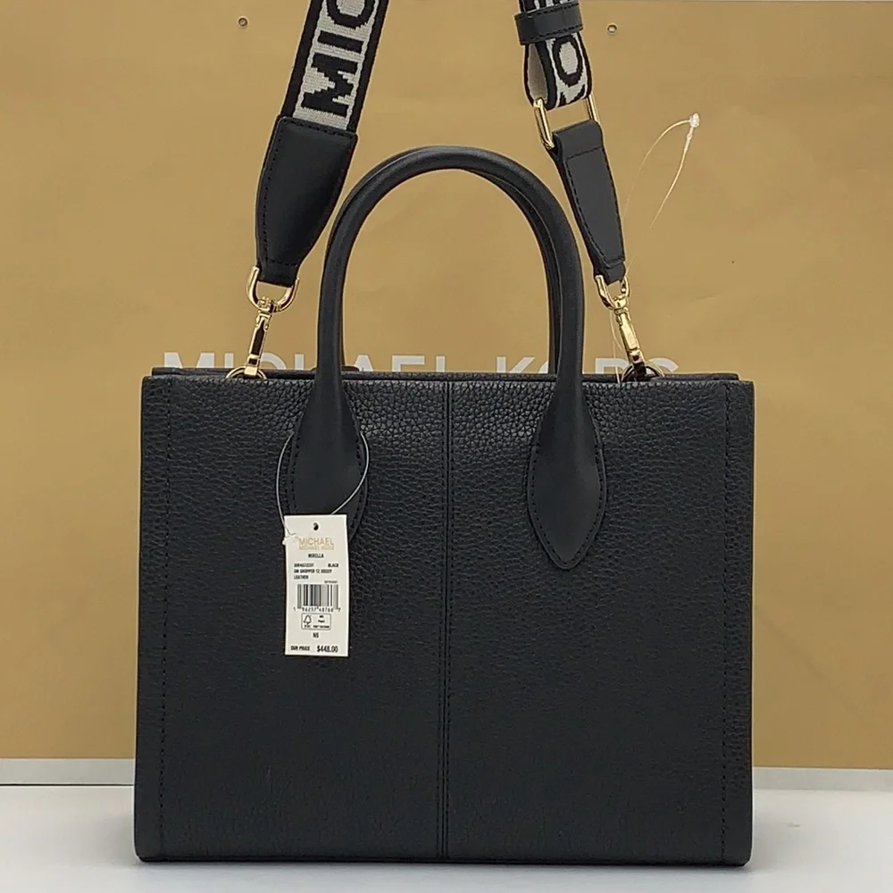 MICHAEL KORS MIRELLA SMALL SHOPPER TOP ZIP XBODY Black COLOR